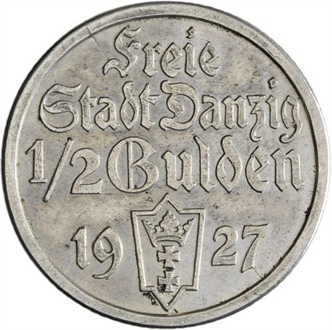 Danzig-0,5 Gulden-1927-AG-Kogge-VS