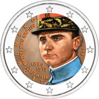 Slowakei 2 Euro-Sondermünzen 2019 100. Todestag  Milan Rastislav Štefánik Farbdesign 