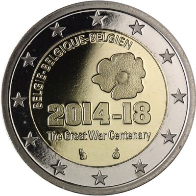 Belgien 2 Euro 2014 PP 1. Weltkrieg