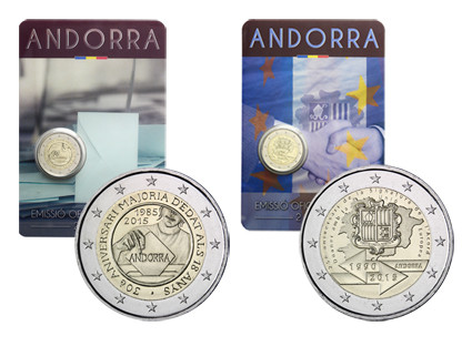 2 x 2 Andorra Gedenkmünzen 2015