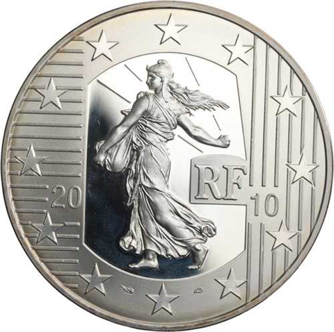 Frankreich-10Euro-2010-PP-Säerin Währungsreform-Etui