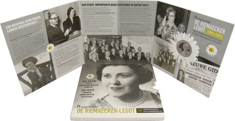 Belgien 5 Euro 2015 PP Marguerite de Riemaecker Legot im Folder geschlossen