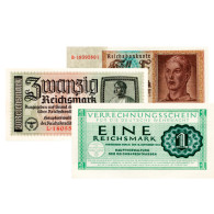 Banknoten - 3 Banknoten 1 ,2 und 5 Reichsmark kassenfrisch