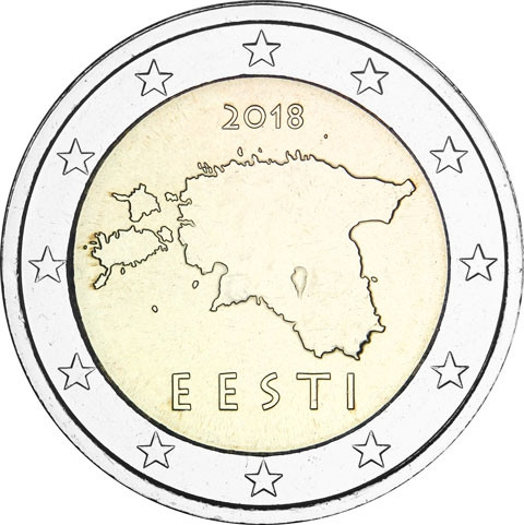 Kursmünzen Estland 2 Euro 2018 Landkarte Sondermünzen Zubehör 