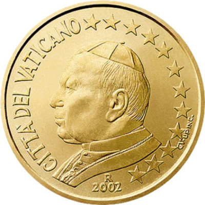 VatikanKursmünzen 50 Cent 2002 Stgl. Papst Johannes Paul II