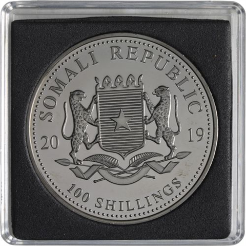 Somalia-2x100Schilling-2019-AG-Elefant-Farbe-BlackRuth-Etui II