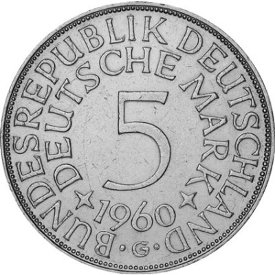 Deutschland 5 DM 1960 Silberadler Mzz. G
