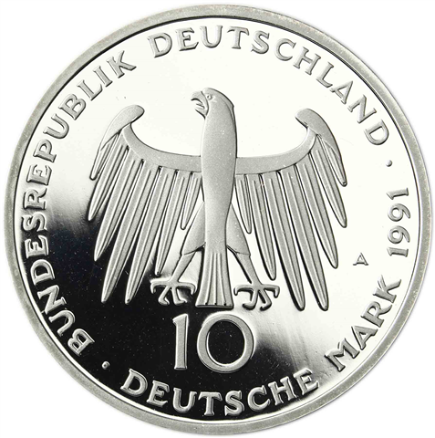 Deutschland 10 DM Silber 1991 PP  Brandenburger Tor II (2)