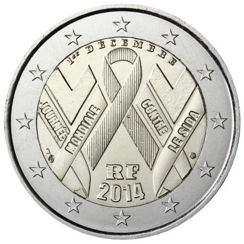 Frankreich 2 Euro 2014 bfr. Welt Aids Tag