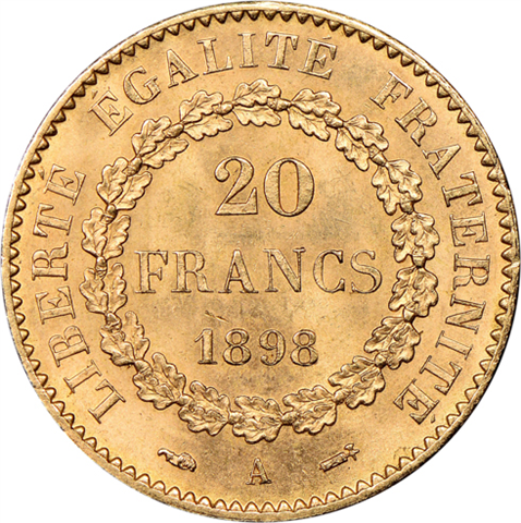 Frankreich-20-Francs-1898-Genius-I