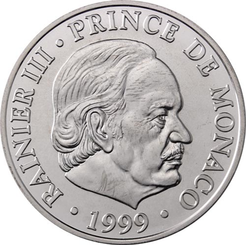 Monaco-100Francs-1999-Agbfr--50Regierungsjubiläum-von-Rainier-III-RS