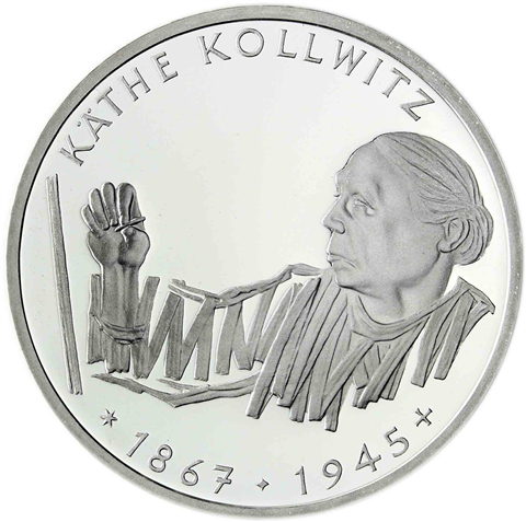 Deutschland 10 DM Silber 1992 Stgl. 125. Geburtstag von Käthe Kollwitz I