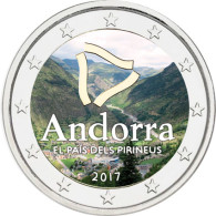 2 Euro Gedenkmünzen 2017 Andorra Land in den Pyrenäen Farbdesign 