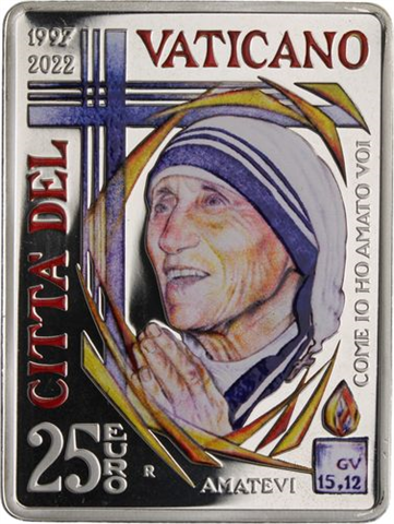 Vatikan-25Euro-2022-AGpp-Teresa-Etui