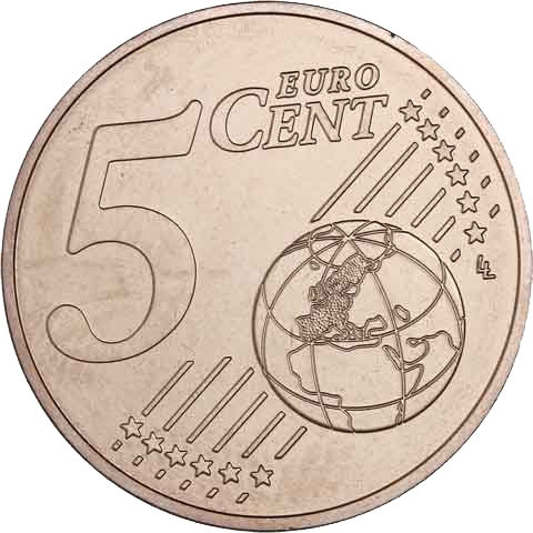 5  Euro Cent  Münzen aus dem Vatikan mit dem Papstsiegel  von Franziskus 2018
