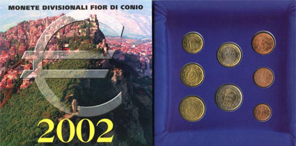 Kursssatz 3,88 Euro San Marino 2002 Erstausgabe 