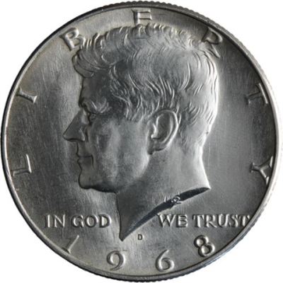 USA-HalfDollar-50centsilber-1968vz-Kennedy-RS