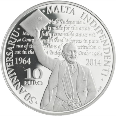 Malta-10euro-2014-AgPP-50JahreUnabhängigkeit-VS