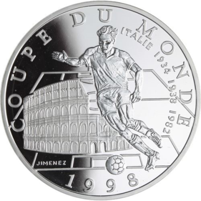 Frankreich-10 Francs-1997-AGpp-World Cup 1998-Fußballer Colloseum-RS