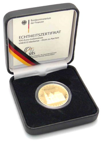 Deutschland-100Euro-2012-Au-Goldmünze-Aachen-Etui