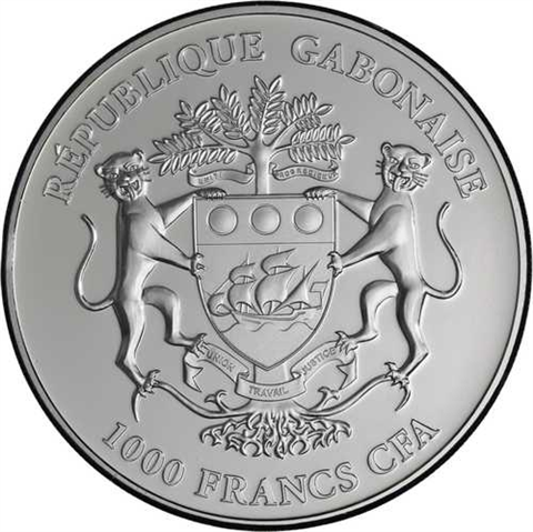 Gabun-1000 Francs-2012-AGstgl-vergoldet-Springbock-RS