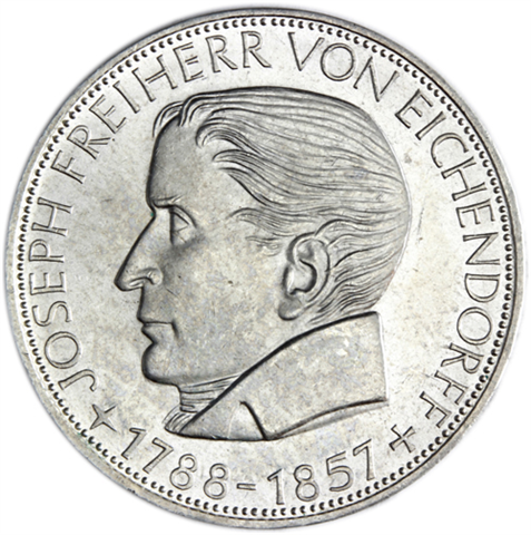 Deutschland-5-DM-1957-VZ-Freiherr-von-Eichendorff-RS