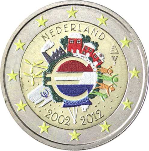Niederlande 2 Euro 2012 stgl. Bargeld in Farbe