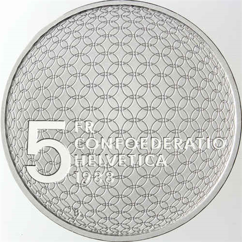 Schweiz-5Franken-1988-CuNi-PP- OlympischeBewegung-rs