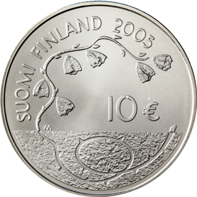 Finnland-10-Euro-2005-AgStgl-Frieden-Freiheit-RS