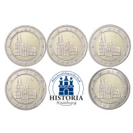 Komplettsatz Deutschland 2 Euro 2011 – Kölner Dom – Münzzeichen A D F G J