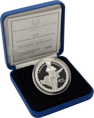 Zypern-5Euro-2015-agPP- Aphrodite-RS