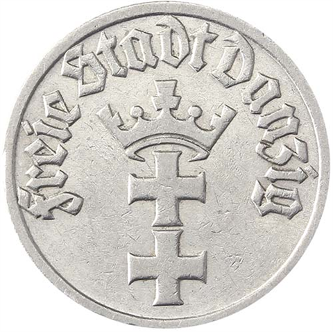 Danzig-HalberGulden-1932-SehrSchön-NI-Jäger-D14-DanzigerMünzserie2-Wappen-RS