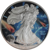 USA-1 Dollar-2021-AGstgl-FD-Farbe-Glow-Eagle Galaxy-RS