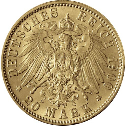 Bayern 20 Mark Goldmünze 1895-1913 Otto  – Jäger 200