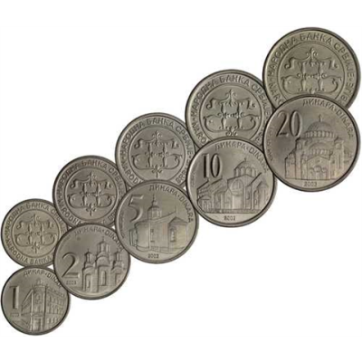 Serbien-1-20 Dinara-2003-bfr-Münzsatz