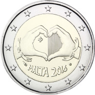 Malta 2 Euro 2016  bfr. Serie  Von Kindern mit Solidarität - Liebe mit franzoesischem Mzz: Fuellhorn