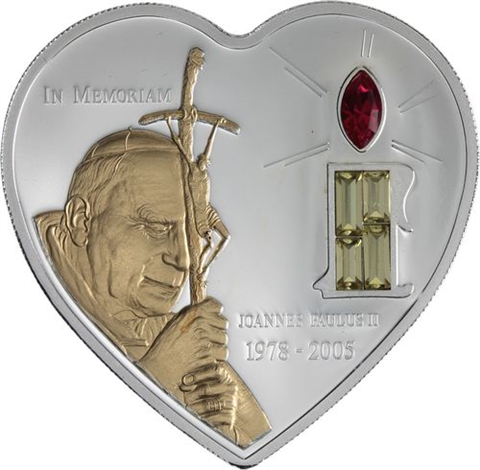 Liberia-10 Dollar-2005-AGpp-Papst mit Kerze-RS