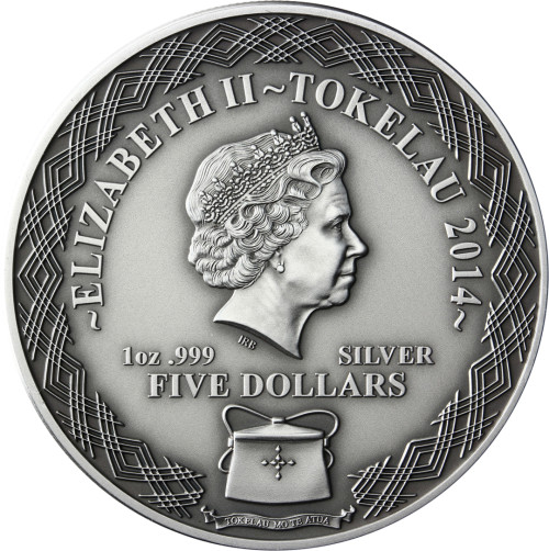 Tokelau 1 Oz Silber 2014 Gelbaugenpinguin Antike-Finish in FARBE