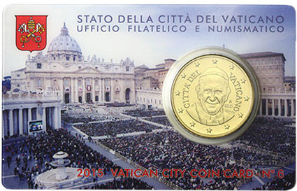 50 Cent Münze 2015 Vatikan Papst Franziskus  Coincard Nr. 6