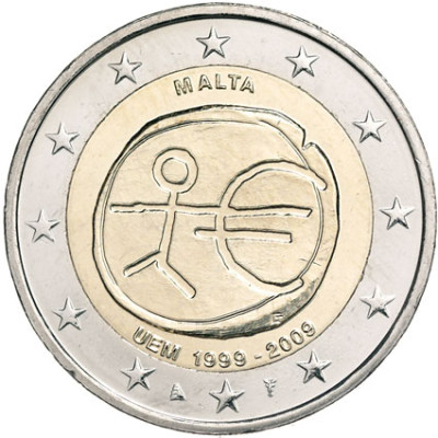 Sammlermünze 2 Euro Gedenkmünzen 2 Euro Sondermünzen 2 Euro Münzen Malta 2 Euro 2009 bfr. 10 Jahre WWU