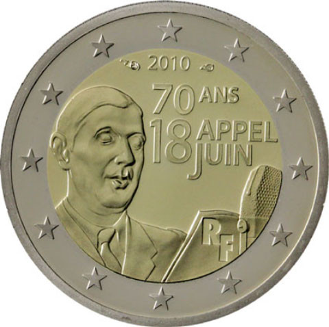 Frankreich 2 Euro 2010 PP  Appel von Charles de Gaulle