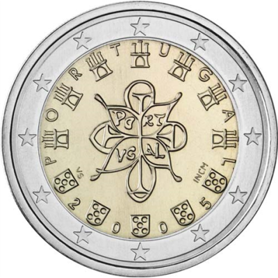 Portugal-2Euro-2005-bfr-Kursmünze-Königssiegel-RS