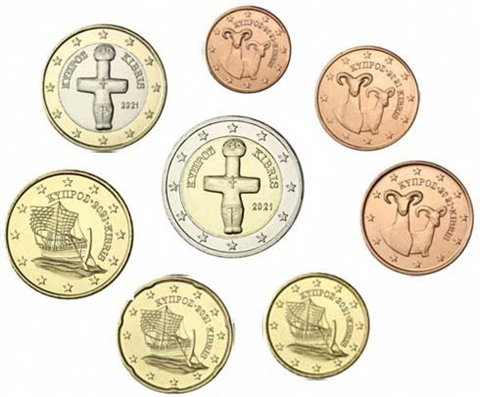 zypern-3-88-euro-Muenzen-2021-bfr-kms-lose-rollenware-1-cent---2-euro