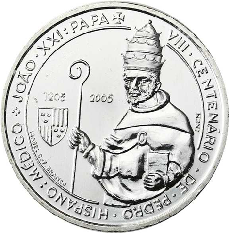 Portugal 5 EUro 2005 bfr. 800. Geburtstag von Papst Johannes XXI. I