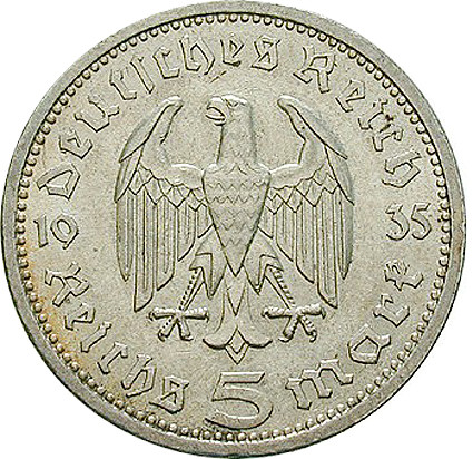 Original Reichsmark Silber Hindenburg , Garnisonskirche 