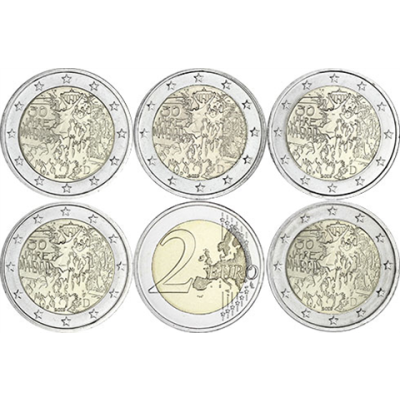 Deutschland 5 x 2 Euro 2019 - 30 Jahre Mauerfall - Münzzeichen ADFGJ