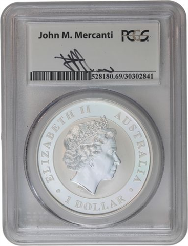 Australien-1Dollar-2014-AgStgl-MS69-Slab-Keilschwanzadler-RS