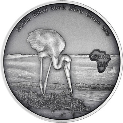 Silbermünzen Antique Finish Kongo Sattelstorch Africa Serie bestellen