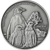 1 Oz Silbermünze Gelbaugen Pinguine - Tokelau Antique Finish Serie 2014