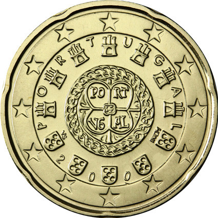Portugal 20 Cent 2008 Kursmünze seltener Jahrgang   Siegel von Don Alfonso Henriques